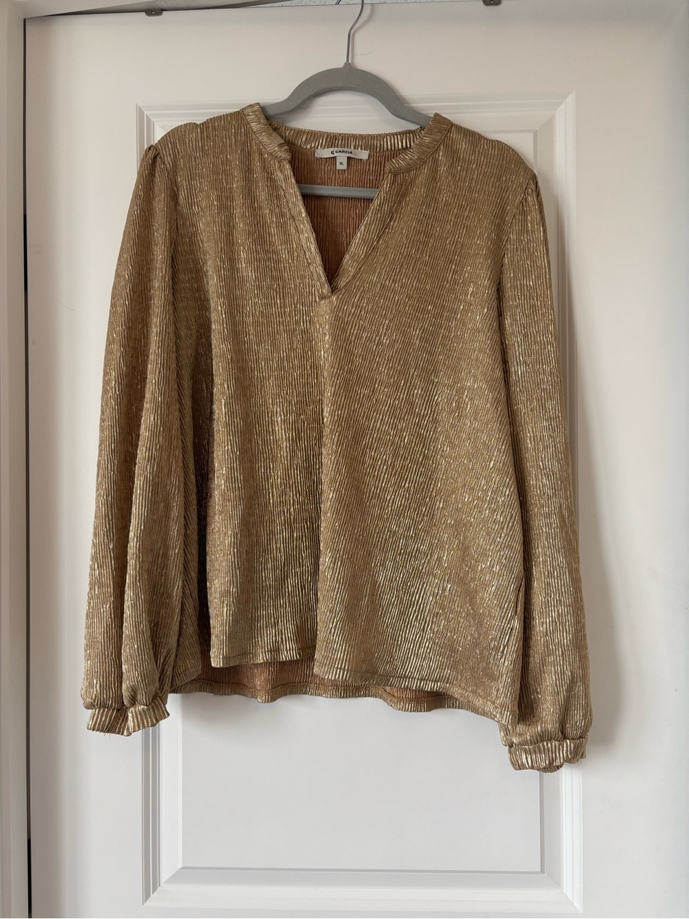 Metallic Gold V-Neck Long-Sleeve Blouse by Caslon®